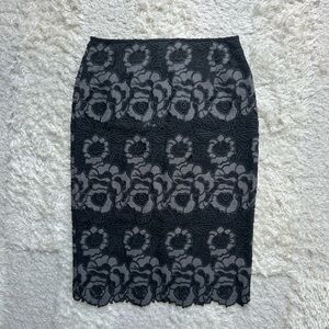ANTONIO MELANI Black Floral Lace Pencil Skirt